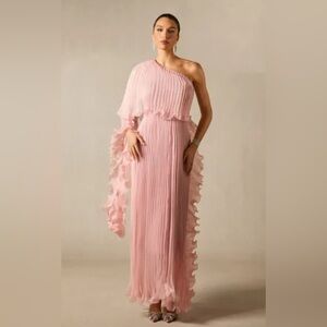 NEW One Shoulder Pleated Ruffle Maxi Dress One Size 8-18 Cocktail Formal Party